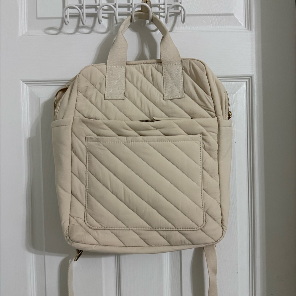 Universal Thread Cream Backpack With Gold Accents - image 5